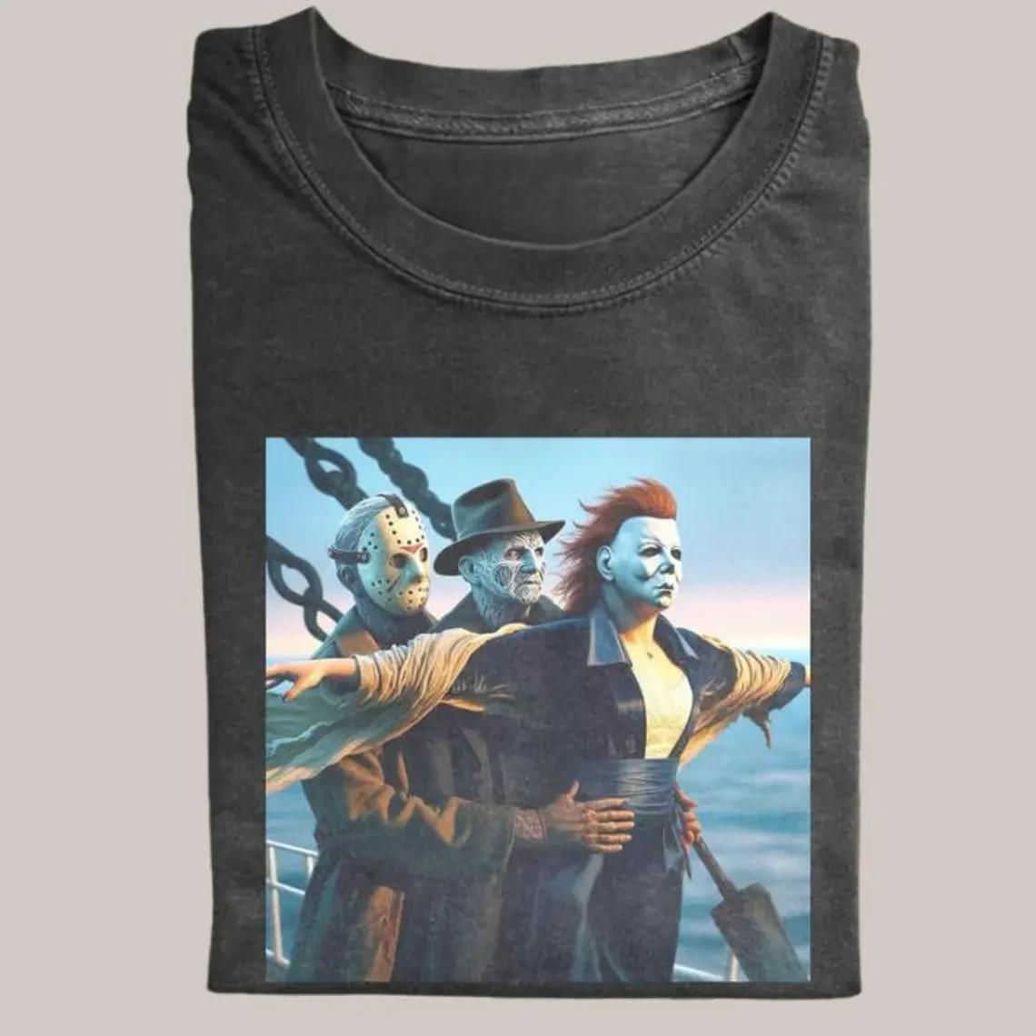 Vintage 90s Horror Movie Comfort Colors Shirt Michael and Jason Shirt S