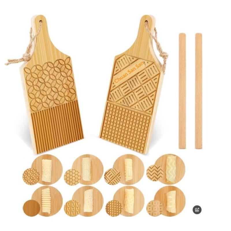 1 Set Bamboo Pasta Making Tools Gnocchi Board Dough Sheeter Kitchen Noodle Maker Shaper Bamboo Chopping Board For Home Use