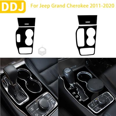 For Jeep Grand Cherokee 2011- Accessories Piano Black Plastic Car Interior Gear Cup Holder Panel Trim Sticker Modification
