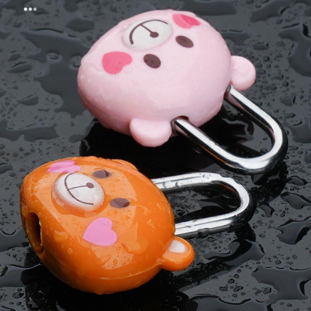 Cartoon Bear Padlock Cute Mini Padlock Combination Lock Cabinet Lock  Handbag Box