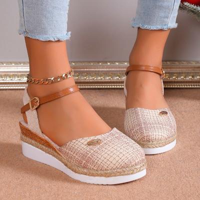Damen Keilsandalen Hochwertige neue Sommerschuhe für Frauen Runde Kopf Plateau Sandalen für DamenPlus Size Sandalias Mujer