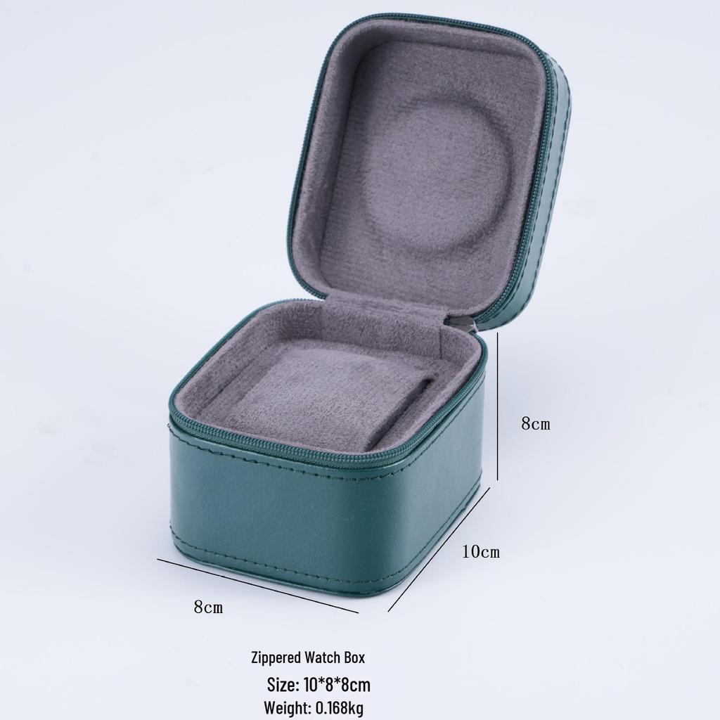 High-End Green PU Leather Portable Watch and Jewelry Storage Box