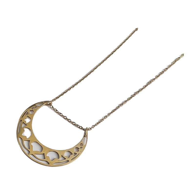 

Stylish Lunar Cutout Necklace Stainless Steel Moon Charm Neck Chain Adjustable Length Clavicular Chain for Women Girls 1