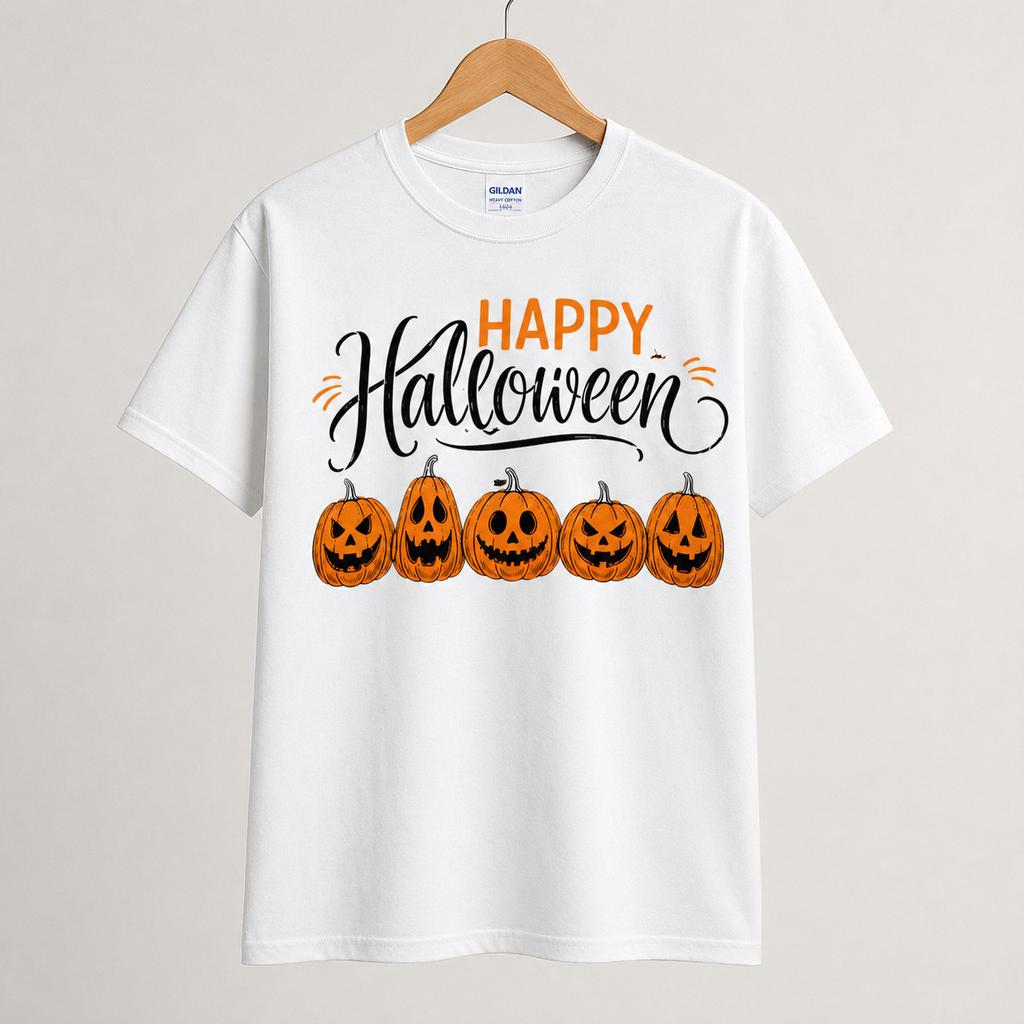Gildan Happy Halloween Pumpkin Shirt Jack O Lantern Graphic Tee S-5XL
