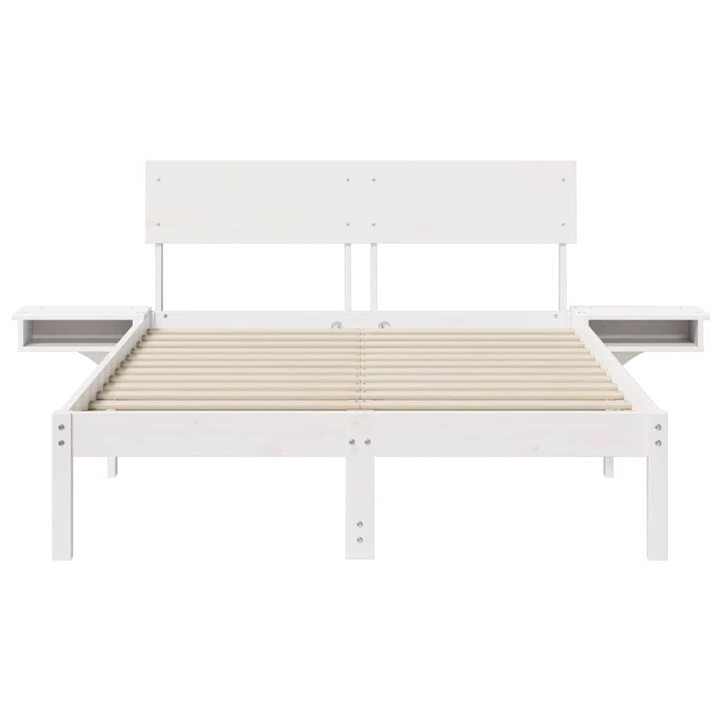 White Bed Frame with Headboard 120 x 190 cm Solid Pine Wood