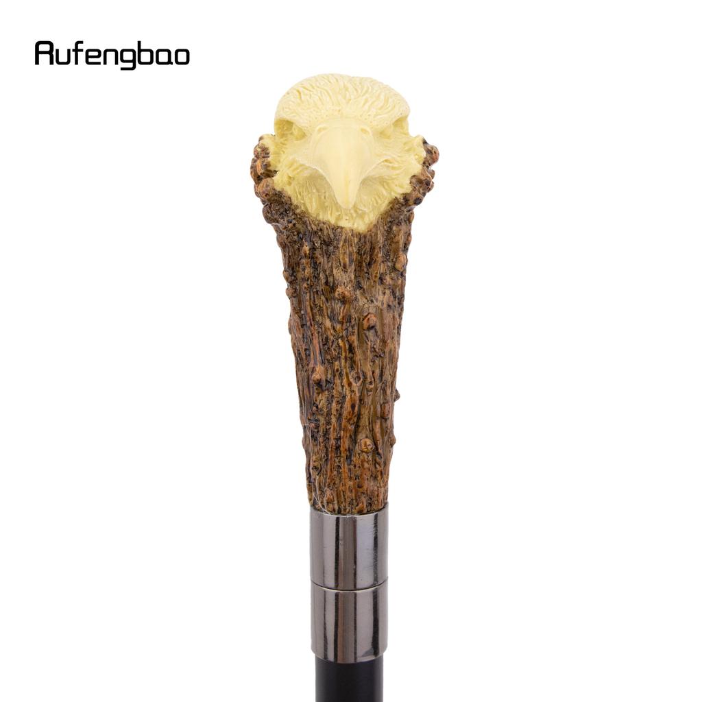 Yellow Resin Eagle Head Tree Root Walking Cane Fashion Decorative Steel Stick Gentleman Elegant Cosplay Cane Knob Crosier 94cm