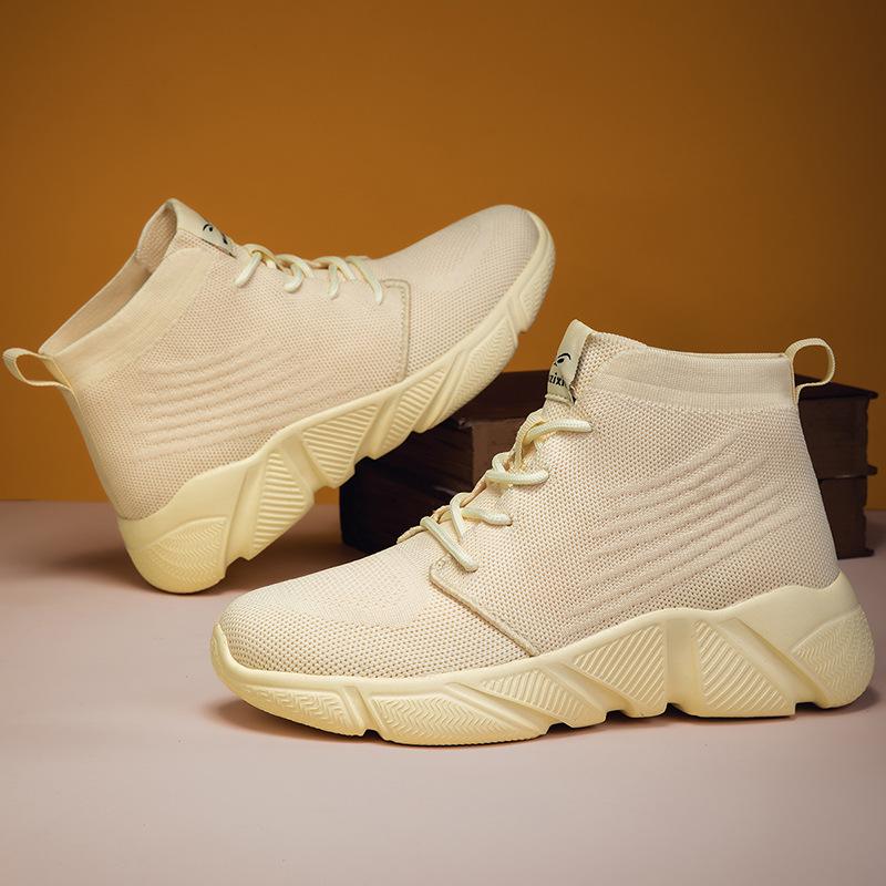 

Пара высоких кроссовок из бархата с плетеным верхом, ремешки, носки, хлопковая обувь большого размера, мужская и женская повседневная обувь на осень и зиму 47