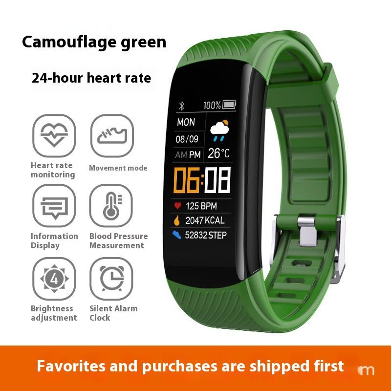 C5S Color Screen Exercise Step Counting Smart Bracelet Heart Rate Blood Pressure Health Monitoring Silicone