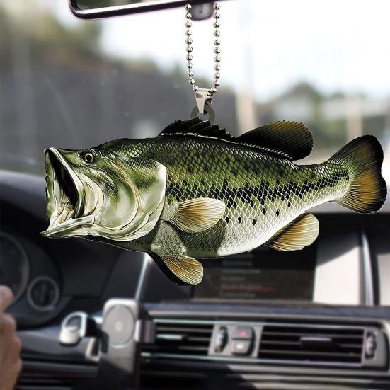 Kreativ Fisk Bil Hengende Anheng 2D Flat Akryl Bakspeil Ornament Festlig