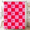 Pink Red Love Heart Checkered Shower Curtain Home Bathroom Decor Waterproof Plastic Rod Pocket 72 x 84 inches (183cm*213cm) Free