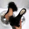 Fashion Fashion Women Slippers Summer New Open Toe Slippers Plush Fox Fur Sexy Shoes Women Outdoor Banquet Simple Sandals Slides Women