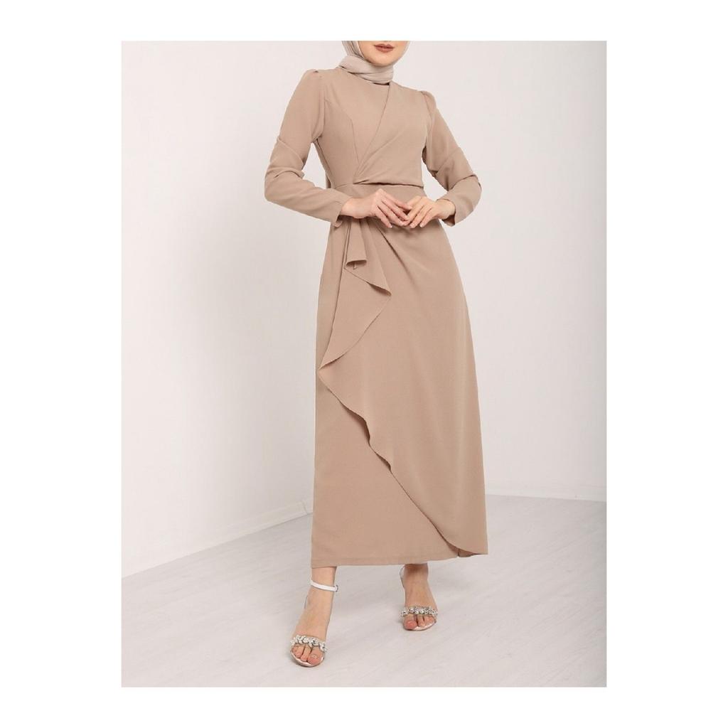 Asymmetrical Crepe Dress With Aller Front And Skirt