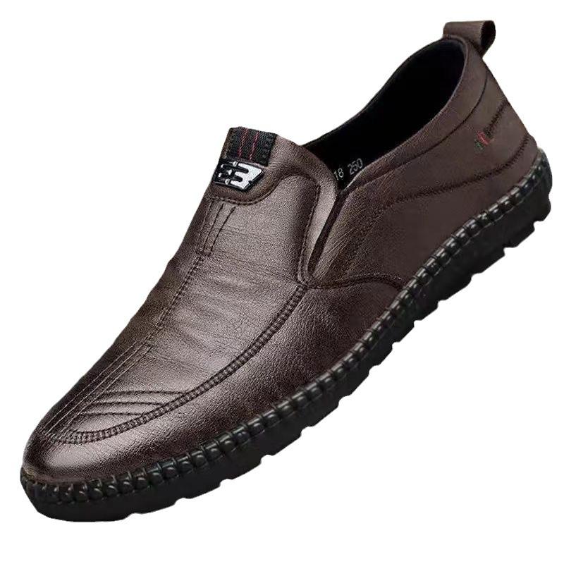 Spring and Autumn Breathable Versatile Casual Shoes Men's Running Shoes Height Increasing Leather Surface Waterproof Sports Trend Shoes Men's Leather