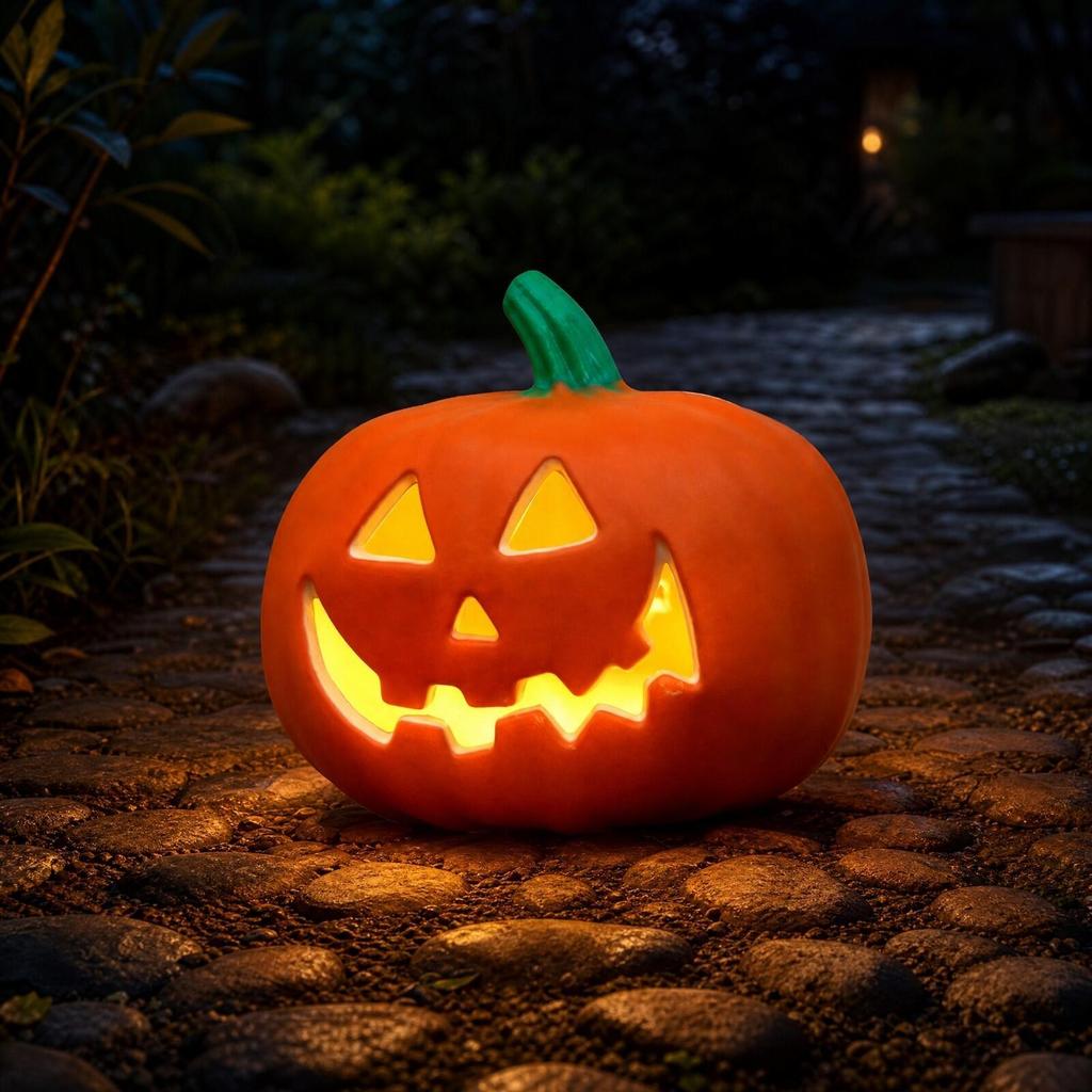 Halloween Pumpkin Lamp Orange Operated Light Decorative PVC JackO'Lantern for