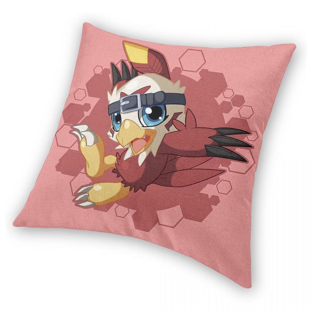Digimon Hawkmon Chibi Square Pillowcase Polyester Linen Velvet Pattern Zip Decor Sofa Cushion Case 45X45