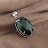 Chrome Diopside Gemstone Silver Pendant 1.75" , 925 Sterling Silver Handcrafted Jewelry, Green Stone Pendant For Gift PP-63-7