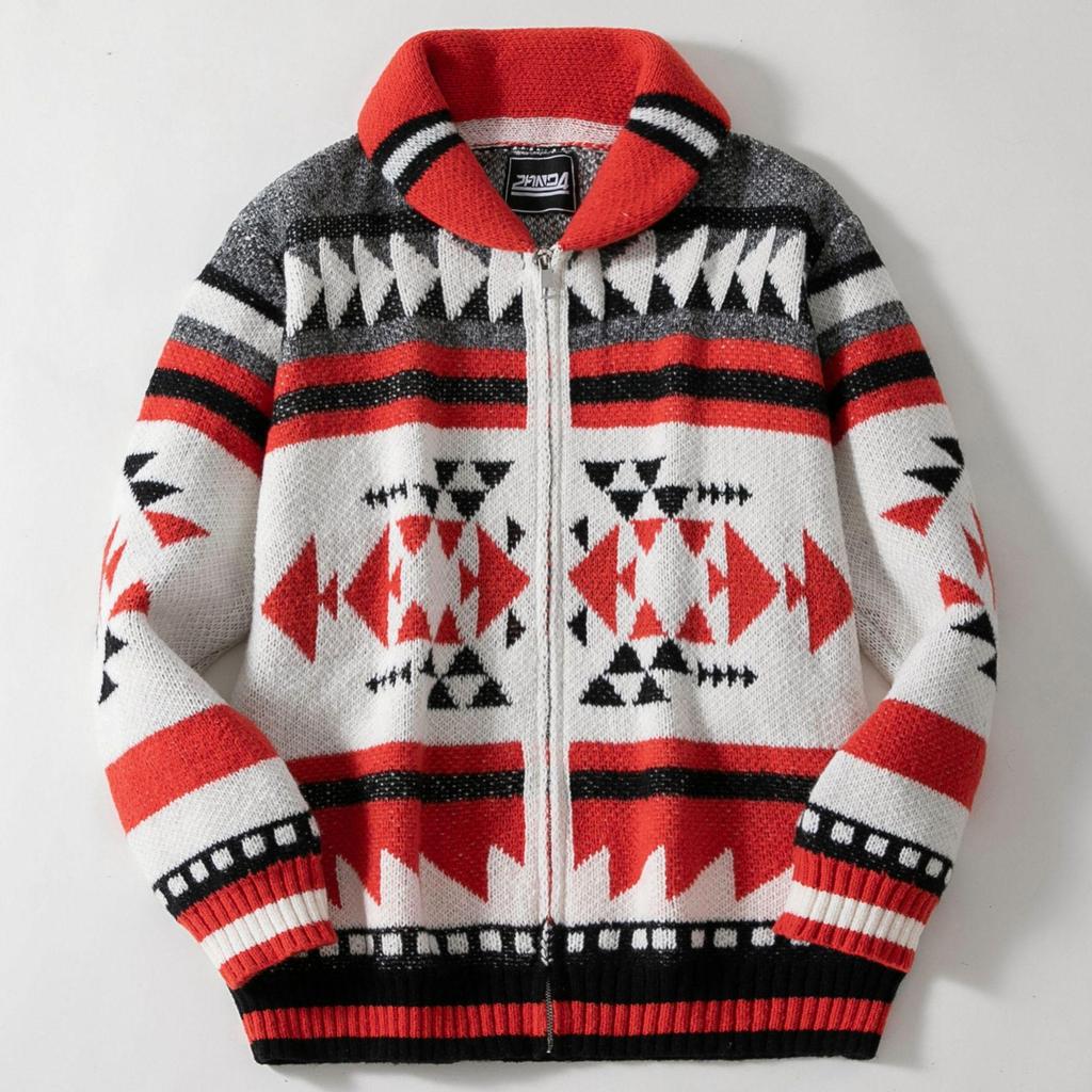 Gilet zippé jacquard Automne/Hiver pour homme avec col rabattu (Style SY0012)