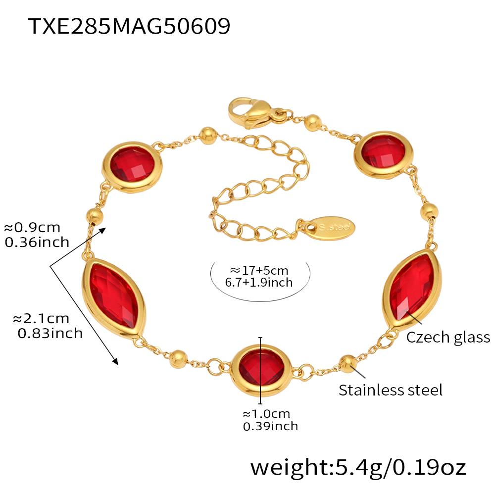 Stainless Steel Chain Bracelet With Shiny Fusiformis And Round Faceted Czech Crystal Glass For Women Luxury Women's Bracelets