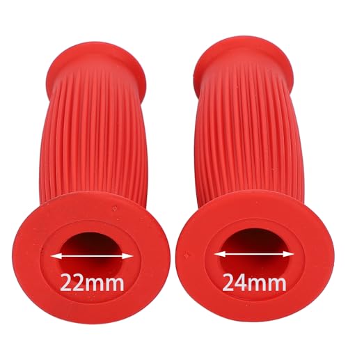 nakira Motorcycle Grips, Moped Handlebars, 22.2mm, Left and Right Set, Rubber F Type (Red)