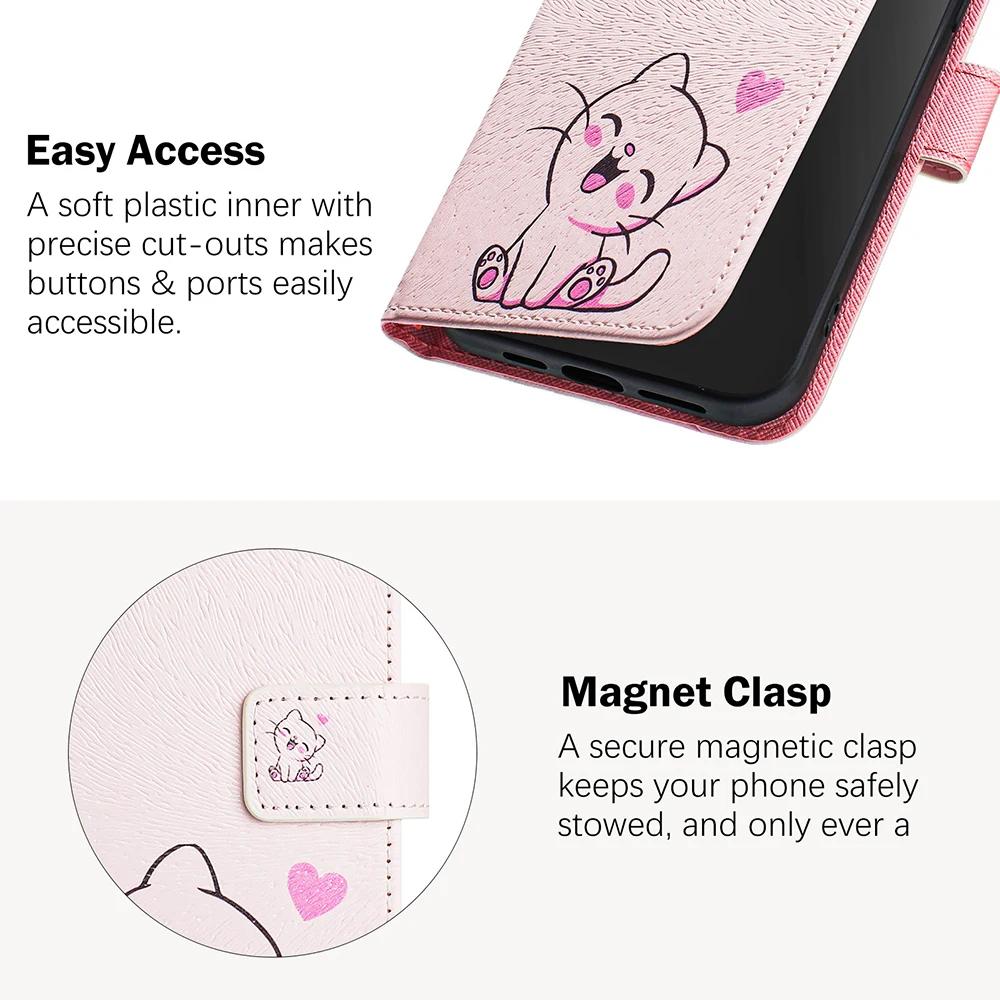 Bunte Zeichnung Wallet Hülle für iPhone 11 12 13 Pro Max Mini XR XS 10 X Stoßfest Ständer Kartenhalter Riemen Flip Handyhülle
