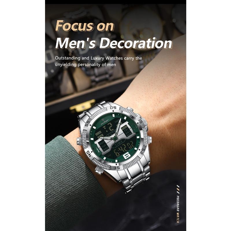 POEDAGAR Sports Luxury Man Wristwatch Dual Time Display Digital Week Date LED Luminous Men Watch Electronic Quartz Watches