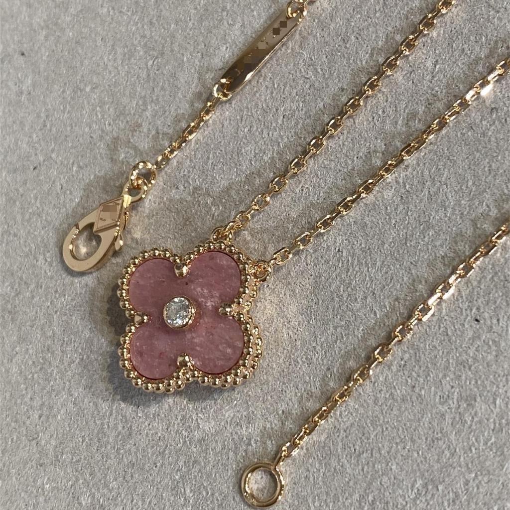 Clover Necklace Plated 18k Rose Gold White Gold Two Tone Laser Diamond Clavicle Chain