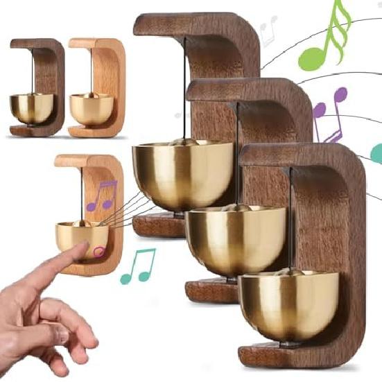 Solid Wood Wind Chime Suction Door Wooden C-Shaped 2025 New Magnetic Doorbell Chimes When Opens 2/3 Pcs (3pcs-Beech)