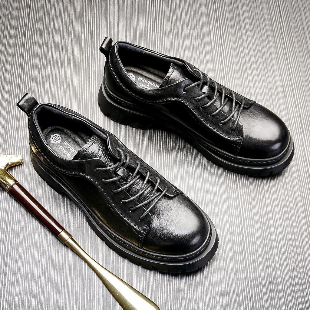 Bowei Leather Shoes Men'S Genuine Leather Casual Dress Business British Style Men'S Low-Top Casual Leather Shoes