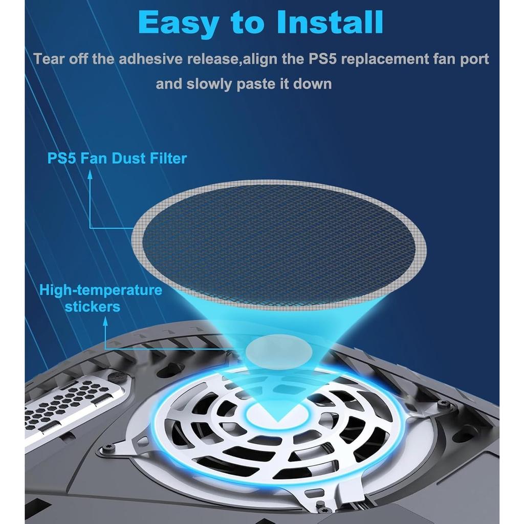Dust Filter for PS5 Fan, Easy To Use, New Breathable PS5 Cooling Fan Dust Cover, Dust Protector Cover Kit for PS5 Heatsink Fan