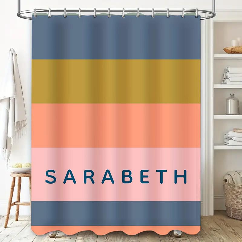 Blue Yellow Coral Shower Curtain Customized with Name for Bathroom Decor Personalized Waterproof Fabric Shower Curtains by Size