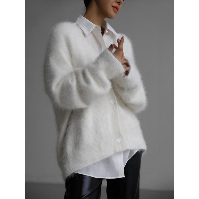 Womens Oversized Knit Cardigan Sweater V-Neck Long Sleeve Soft Warm Fall Winter Loose Fit Casual Outerwear