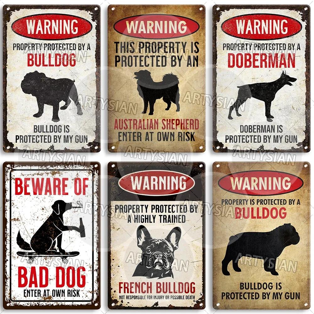 Beware Of Dog Warning Metal Sign German Shorthaired Pointer Aussie Dachshund Labrador Doxie Bulldog Dobermann Pyrenees Shiba Pug