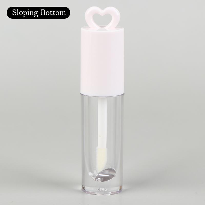 2.5ml Pink Heart-Shaped Lip Gloss Tube with Applicator Brush and Keychain – Empty Container for DIY Makeup