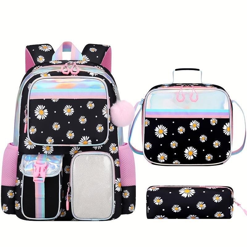 Schoolbag Small Daisy Waterproof Primary School Student Lightweight Backpack Middle School Girl Shoulder Bag Printed Backpack чёрный