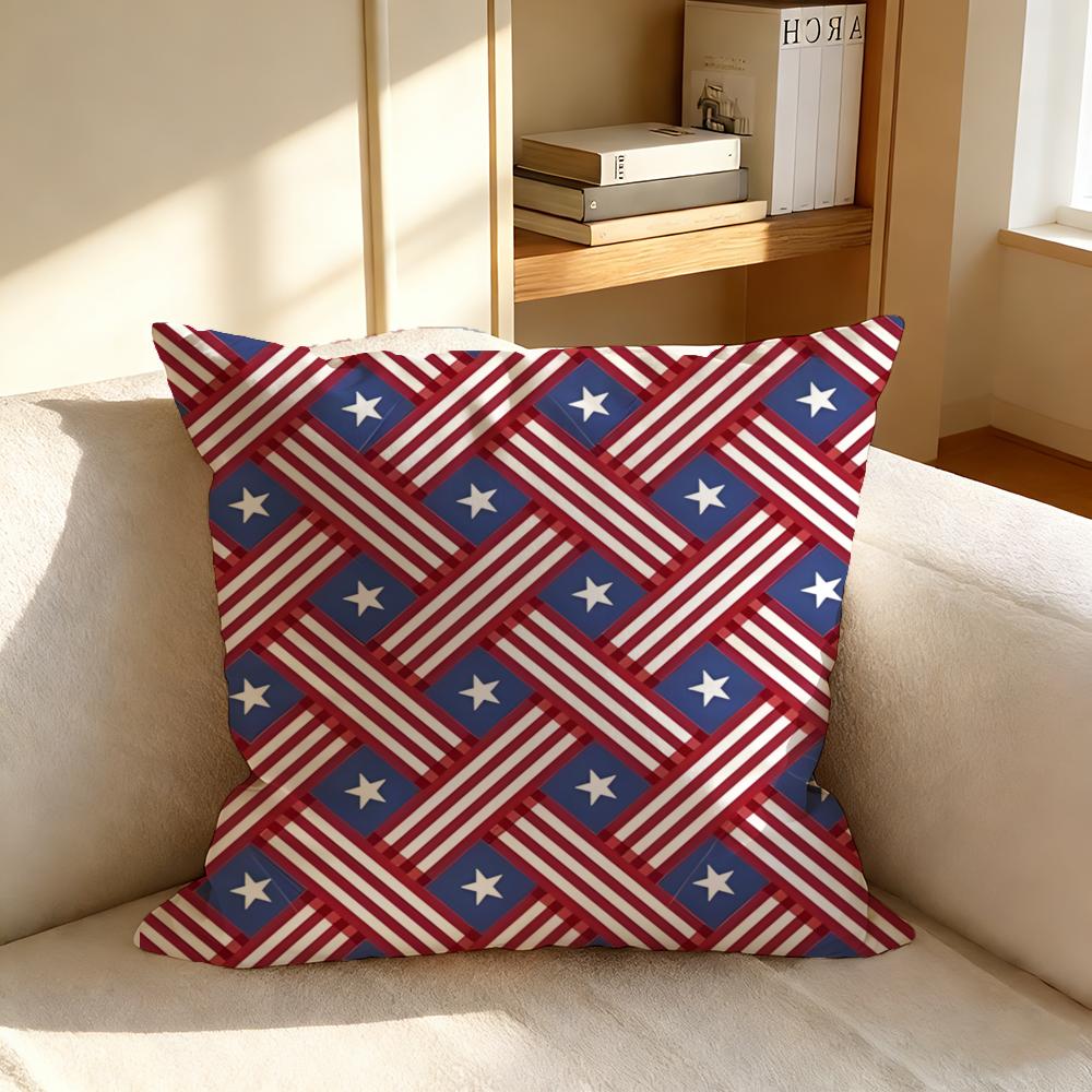 PAmerican Flag Style Cushion Cover Square Vintage Soft Sofa Cushion Cover Home Decor Protective Pillowcase
