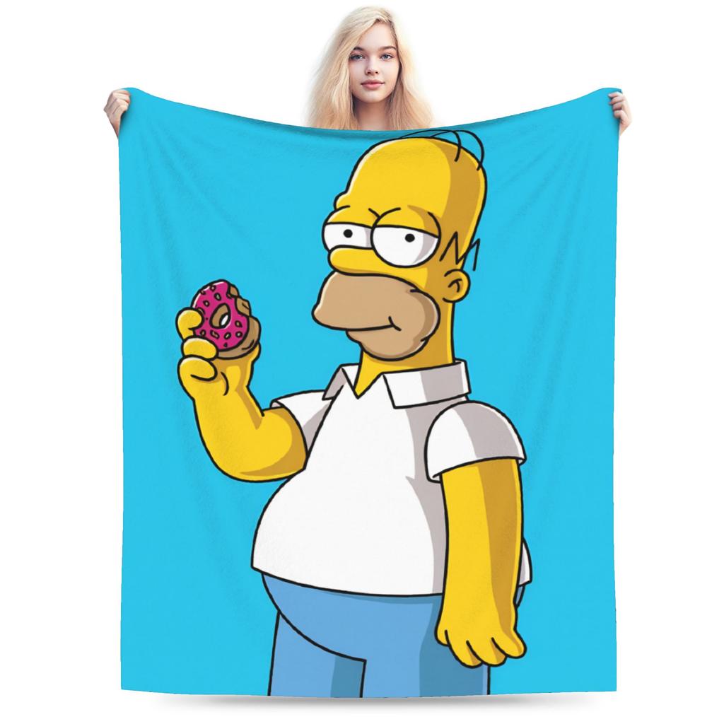 Funny S-Simpsons Cartoon Warm Cozy Blanket  Print Camping Bedding Throws Outdoor Flannel Bedspread Sofa Bed Cover