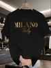 Summer Elegant Modern Luxury Eyecatching Gold Letter Italian Style Tshirt Unisex Cotton Loose Short Sleeve