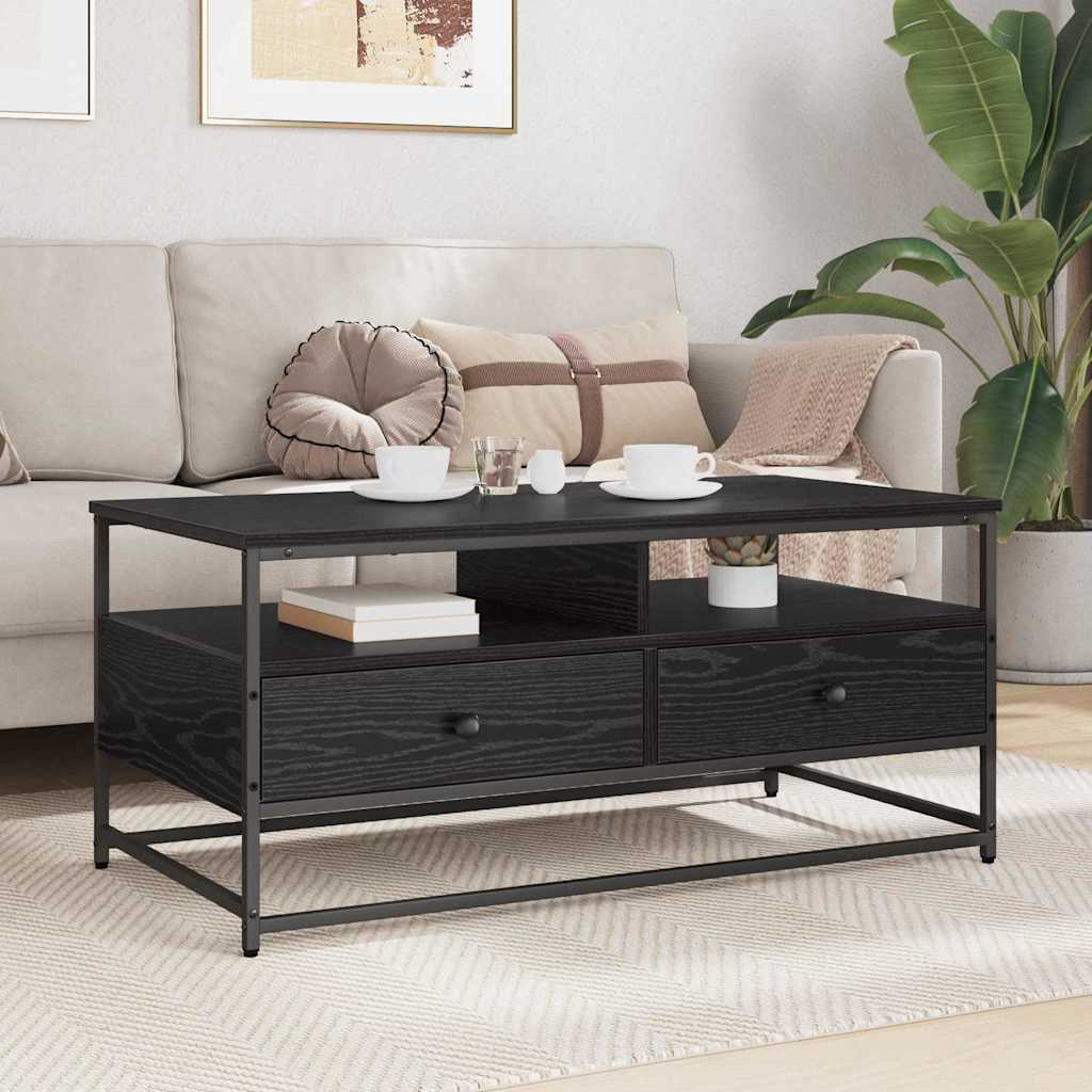 Coffee Table Black Oak Effect 100 X 51 X 45 Cm Engineered Wood