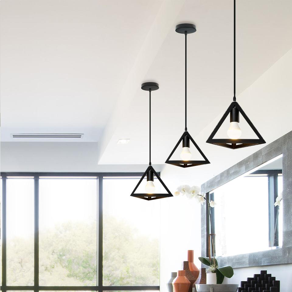 Geometric Vintage Geometry Pendant Light Industrial Retro Metal Hanging Lamp E27 Base Lighting Fixture Indoor Decoration Hot