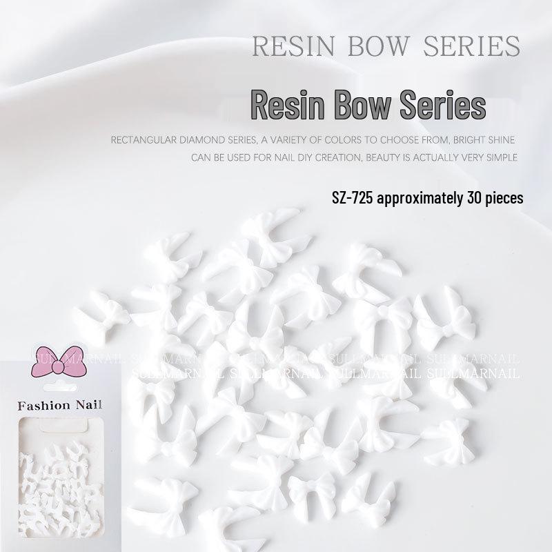 3D Schwarz-Weiß Harz Schleife Nagelkunst Dekorationen (30 Stück)