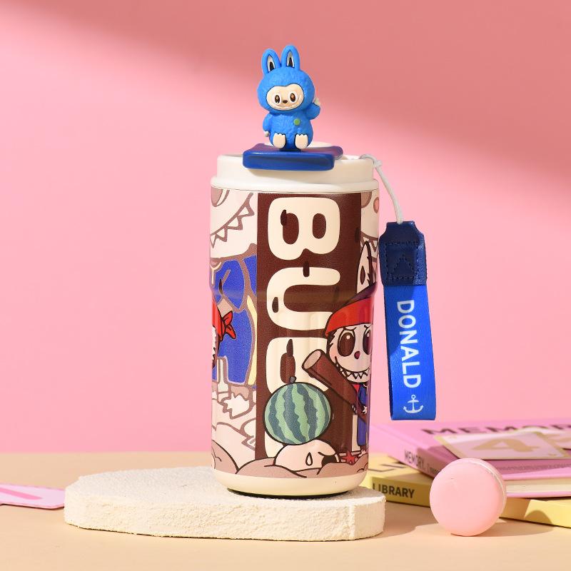 Tasse Thermos en Acier Inoxydable 304 Impression 3D Dessin Animé Tasse à Paille de Haute Valeur Portable Tasse à Café Américain Glacé