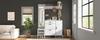 Coat Rack for the Entryway, Includes Shoe Cabinet, Mirror and Coat Hooks, Multifunctional with Shoe-changing Bench, White, 140x30x200cm
