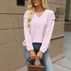 Women's Long Sleeve V Neck Contrast Color Commuter Top Casual Knit Pullover