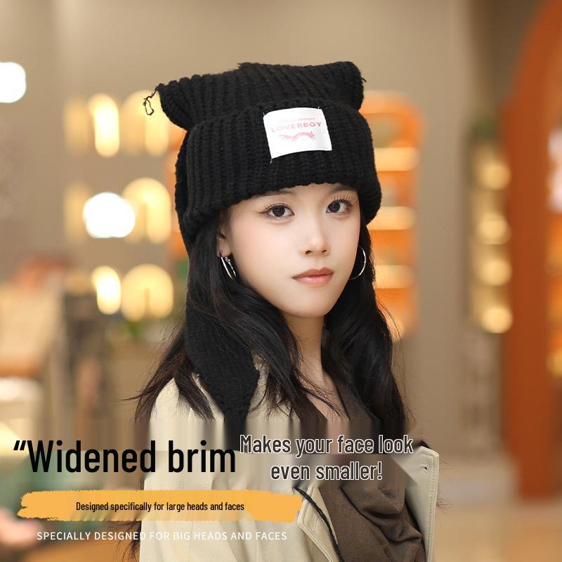 

Handmade Korean Wool Knit Hat with Long Ear Flaps for Autumn/Winter чёрный
