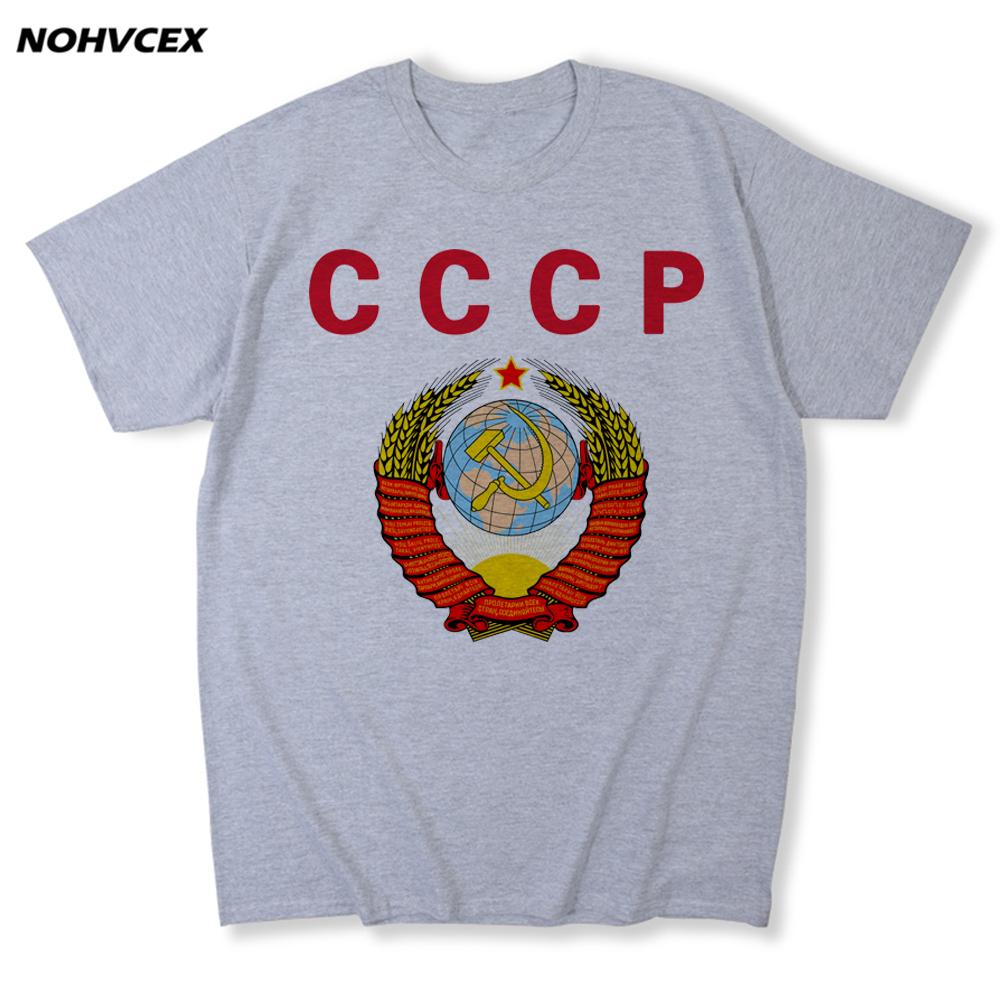 Cccp T Shirts Men Ussr Soviet Union Man Short Sleeve Moscow Russia Tees Cotton O Neck