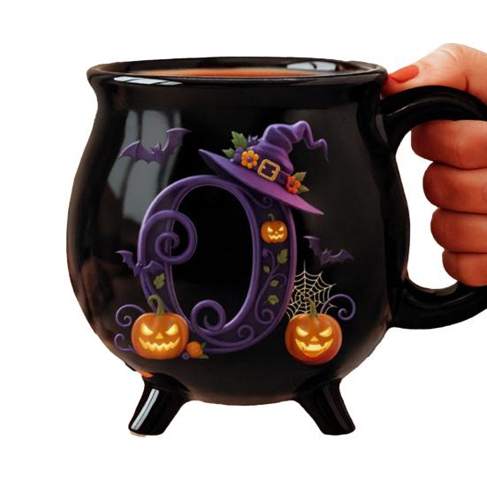 Yousheng 12oz Witch Cauldron Mug Personalized Halloween Coffee Mug Ceramic Witches Brew Tea Cup Halloween Birthday Gift for Women Besties Family