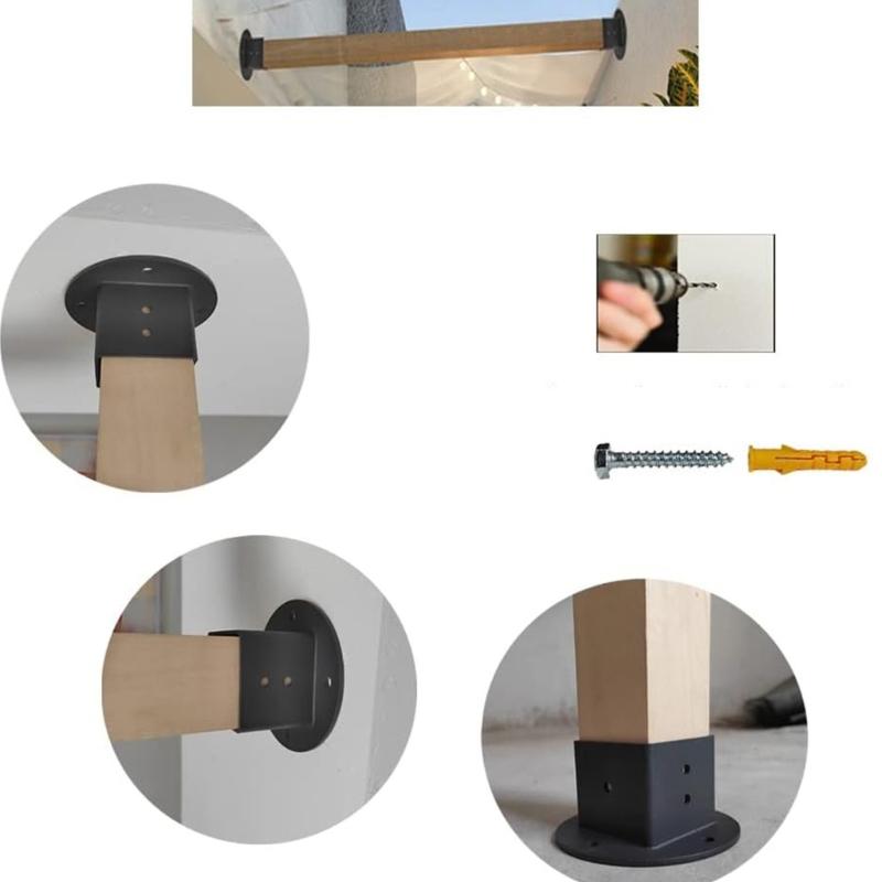 Set of 6 Powder Coated Steel Post Base Anchors for Fence Railings Privacy Panel Gazebos Pergolas and Mailbox Support