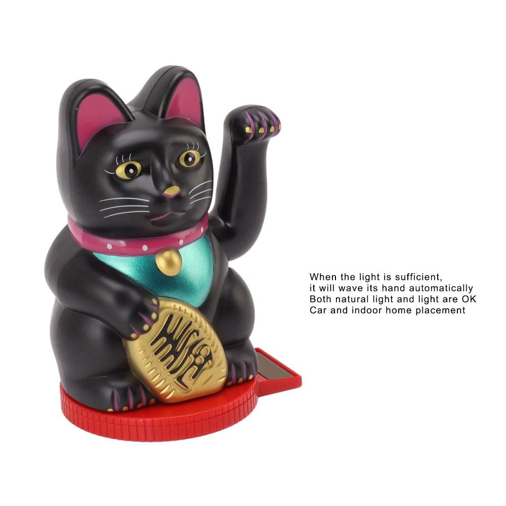 Plastic Rotatable Base Fortune Cat Solar Induction Cat Figurine Home Decoration