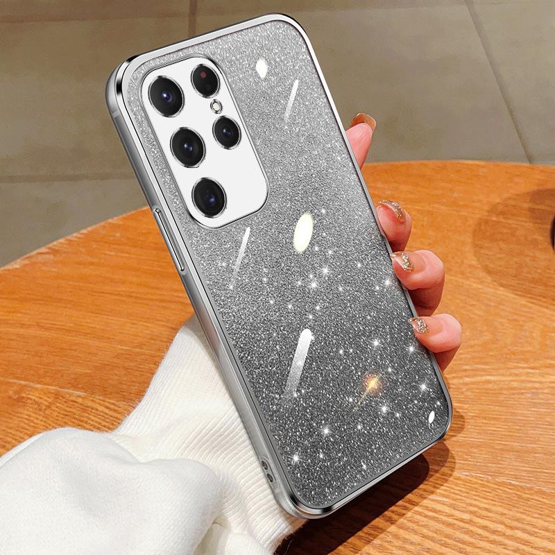 

Подходит для Samsung S24Ultra 6D гальванизированный чехол для телефона A72 градиентный блестящий A16 анти-капельный защитный чехол A51 M51 серебряный