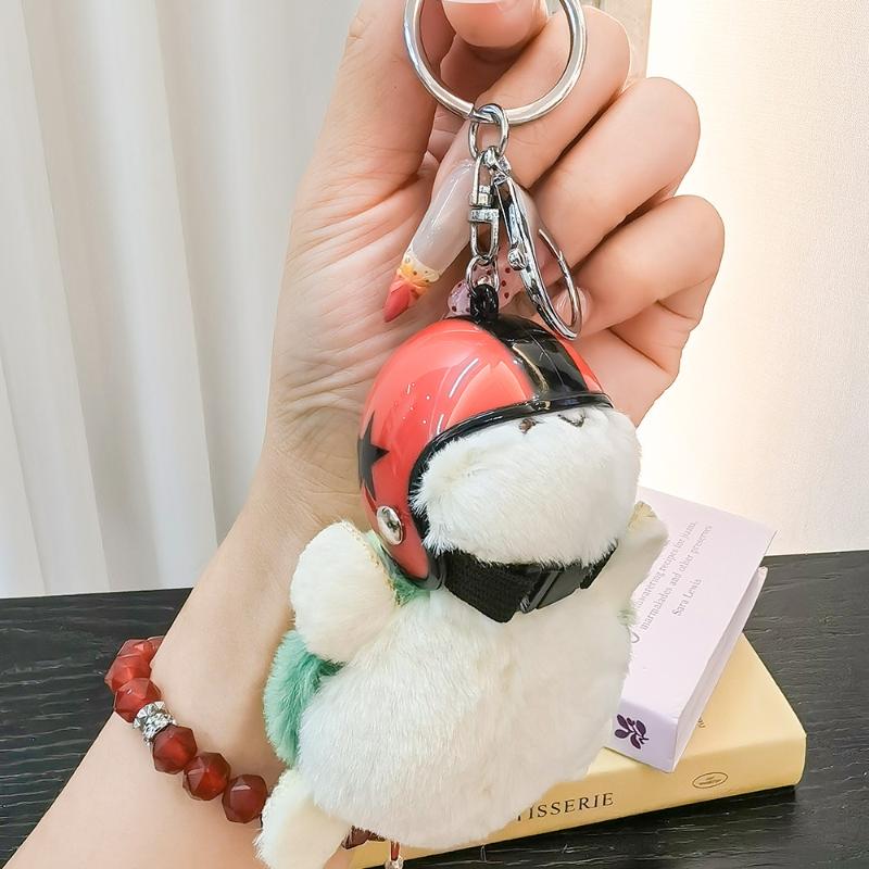 1Pcs Animal Ornament Car Exquisite Decoration Helmet Sea Turtle Keychain Purse Bag Charm Plush Pendant Keyholder